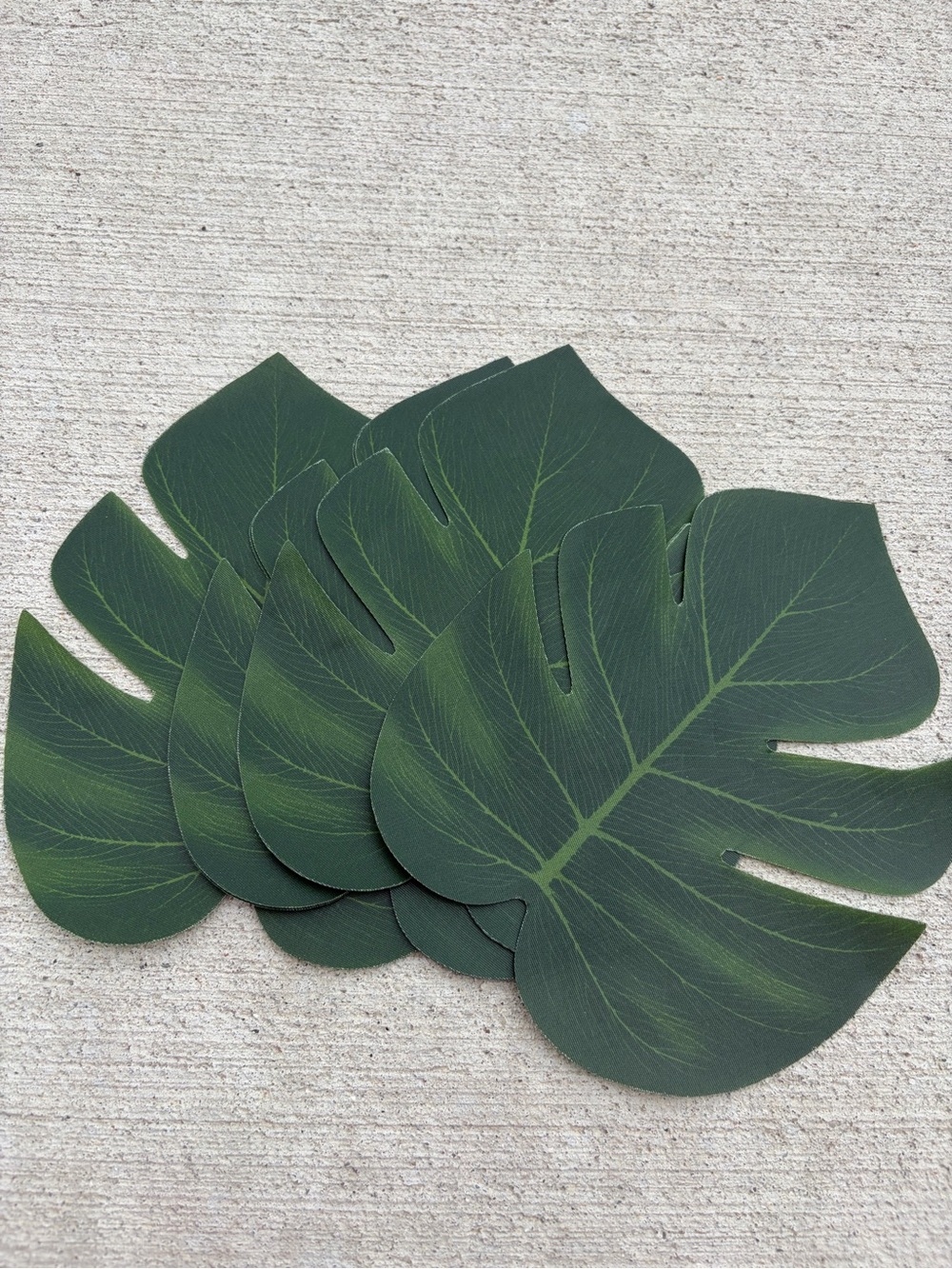 12 Dark Green Monstera Leaf Placemats - Tropical Table Decor